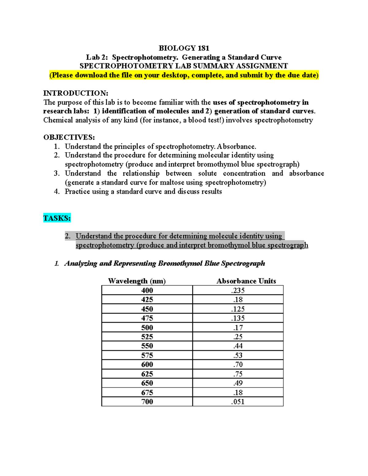 BIO 181L Lab 2 - BIO Lab Number 2 - BIOLOGY 181 Lab 2 ...