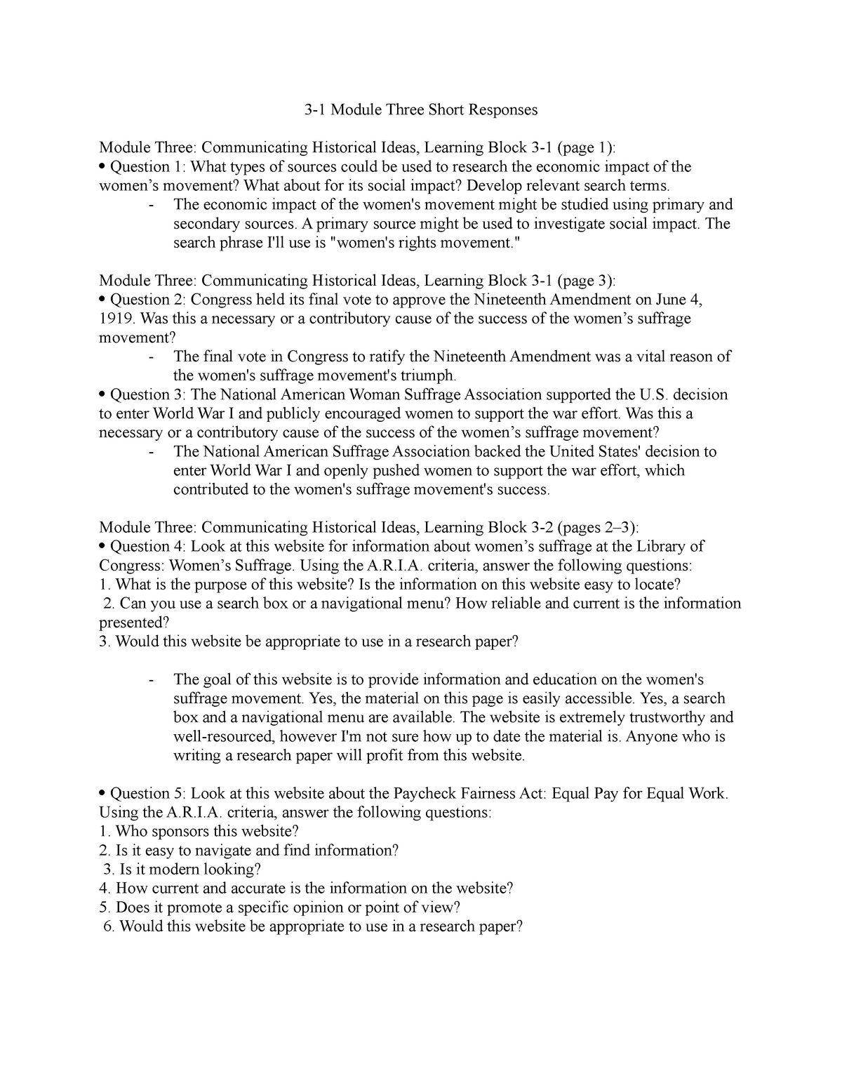 3 1 Module Three Short Responses 3 1 Module Three Short Responses Module Three Communicating 7957