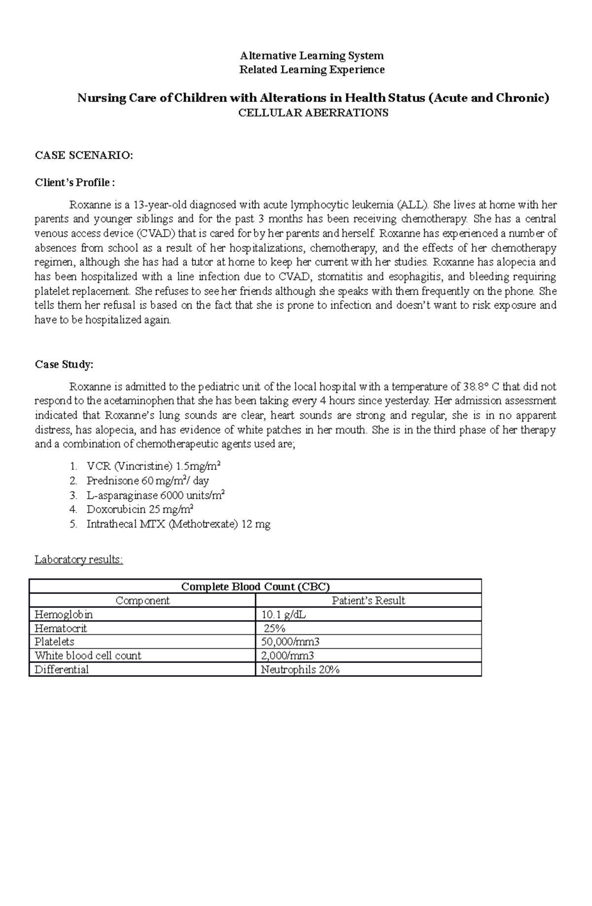 CELLULAR ABERRATIONS - Alternative Learning System Related Learning ...