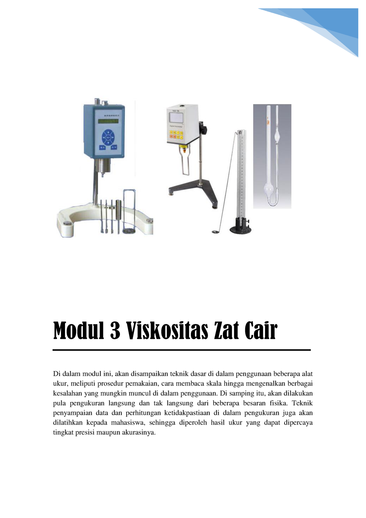 Modul 3 Fisika Dasar - Viskositas Zat Cair - Modul 3 Viskositas Zat ...