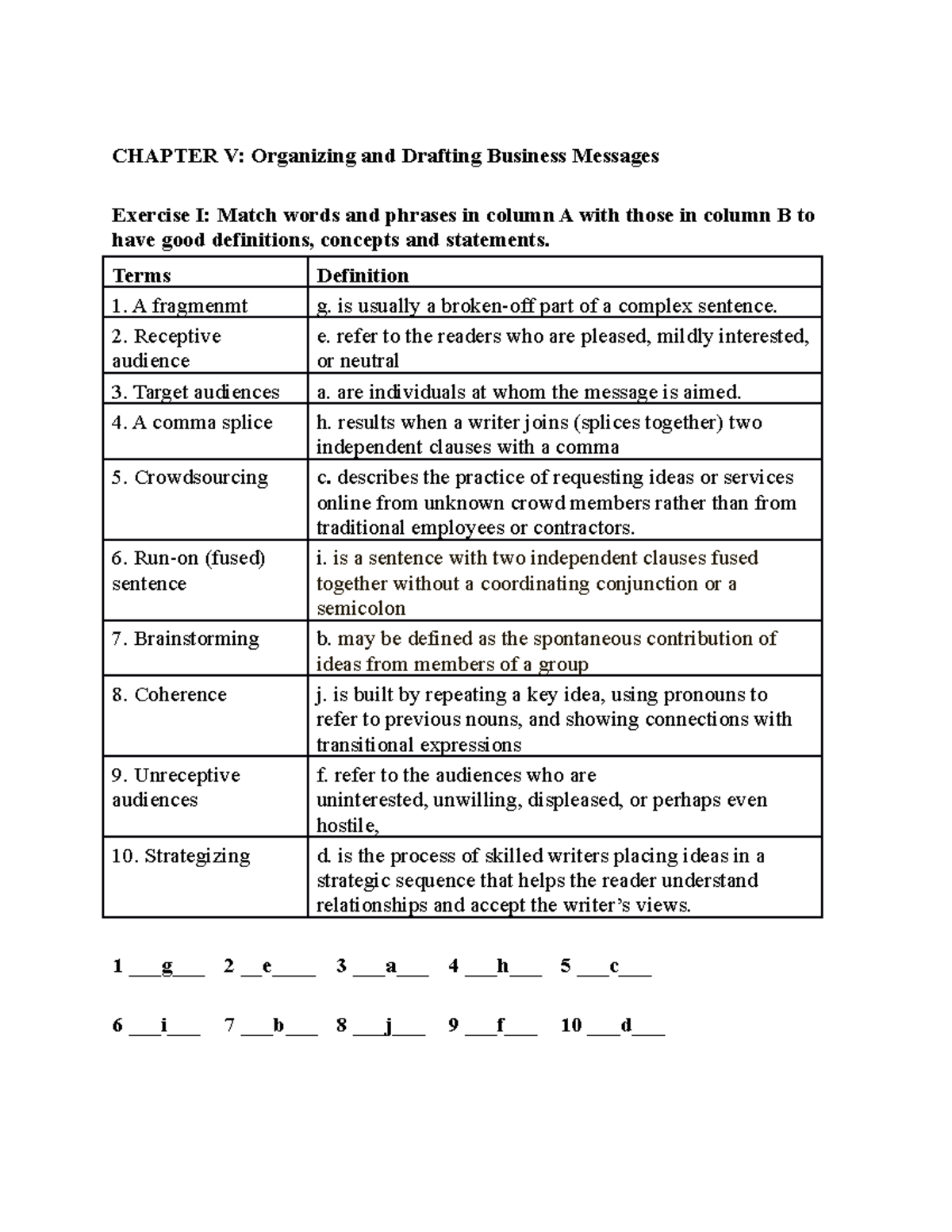 Chapter 5 - 112 - CHAPTER V: Organizing and Drafting Business Messages ...