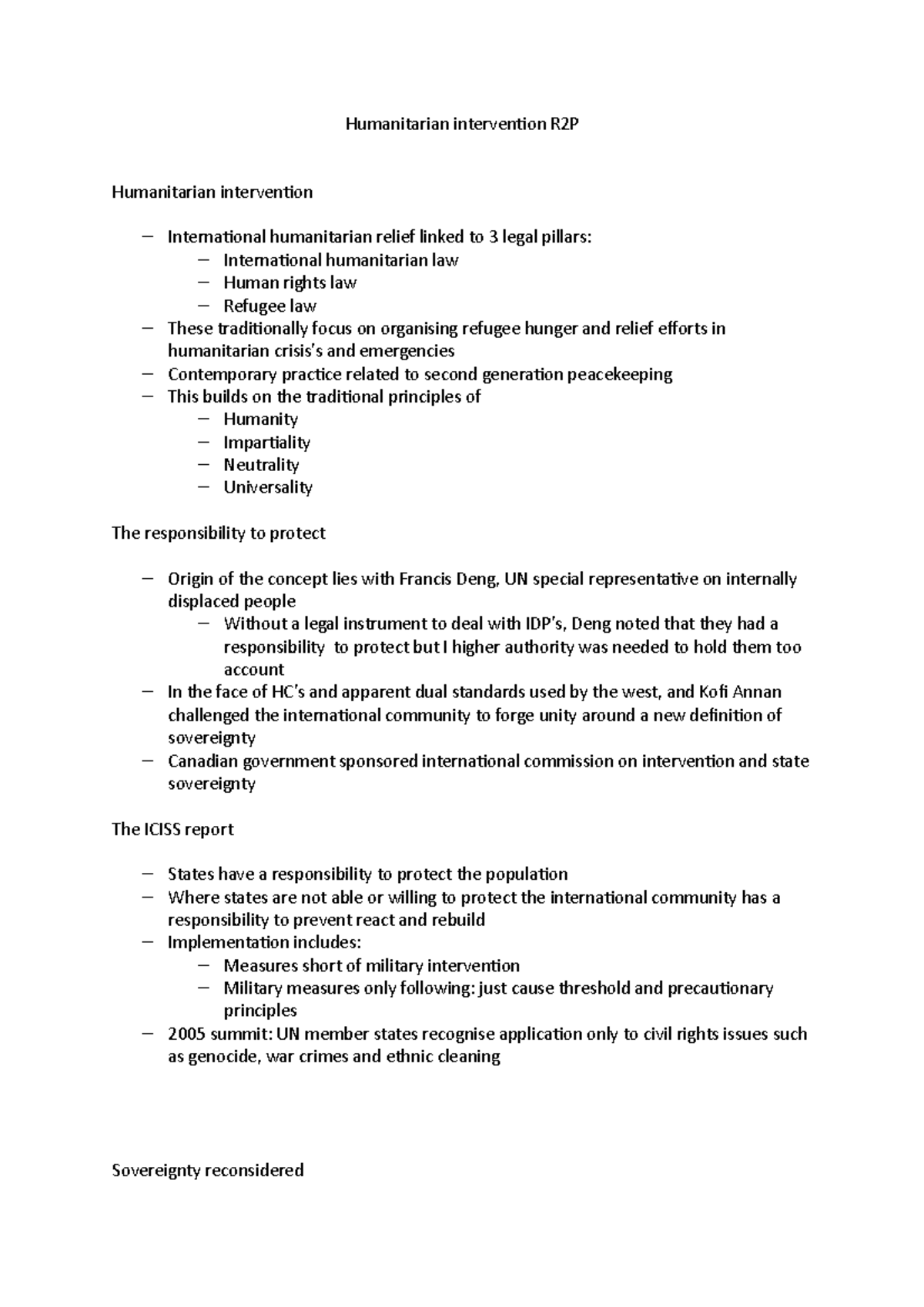 Humanitarian intervention R2P - Humanitarian intervention R2P ...