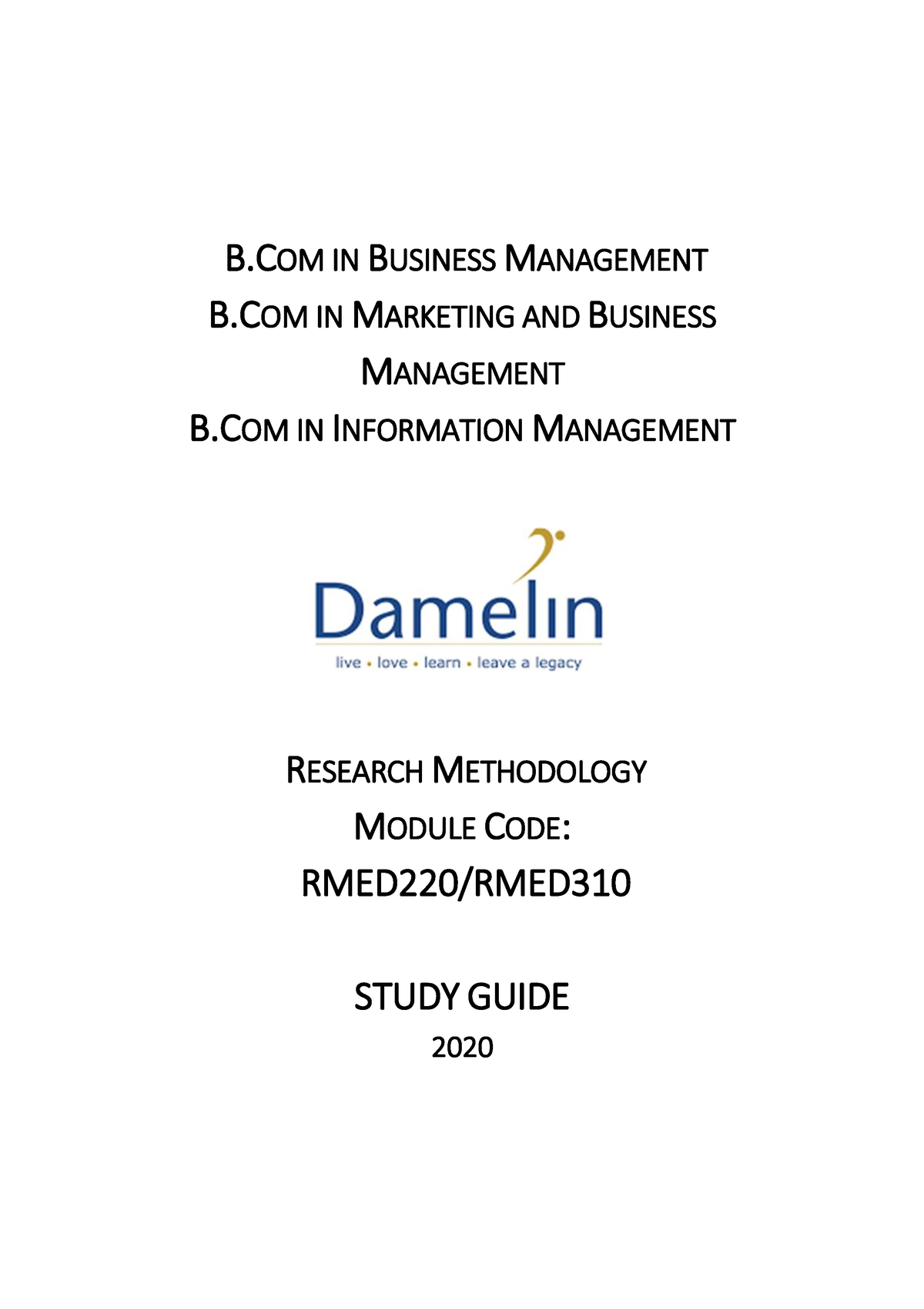 Study Guide Template 1 Research Methodology Generics 2020 Final Draft ...