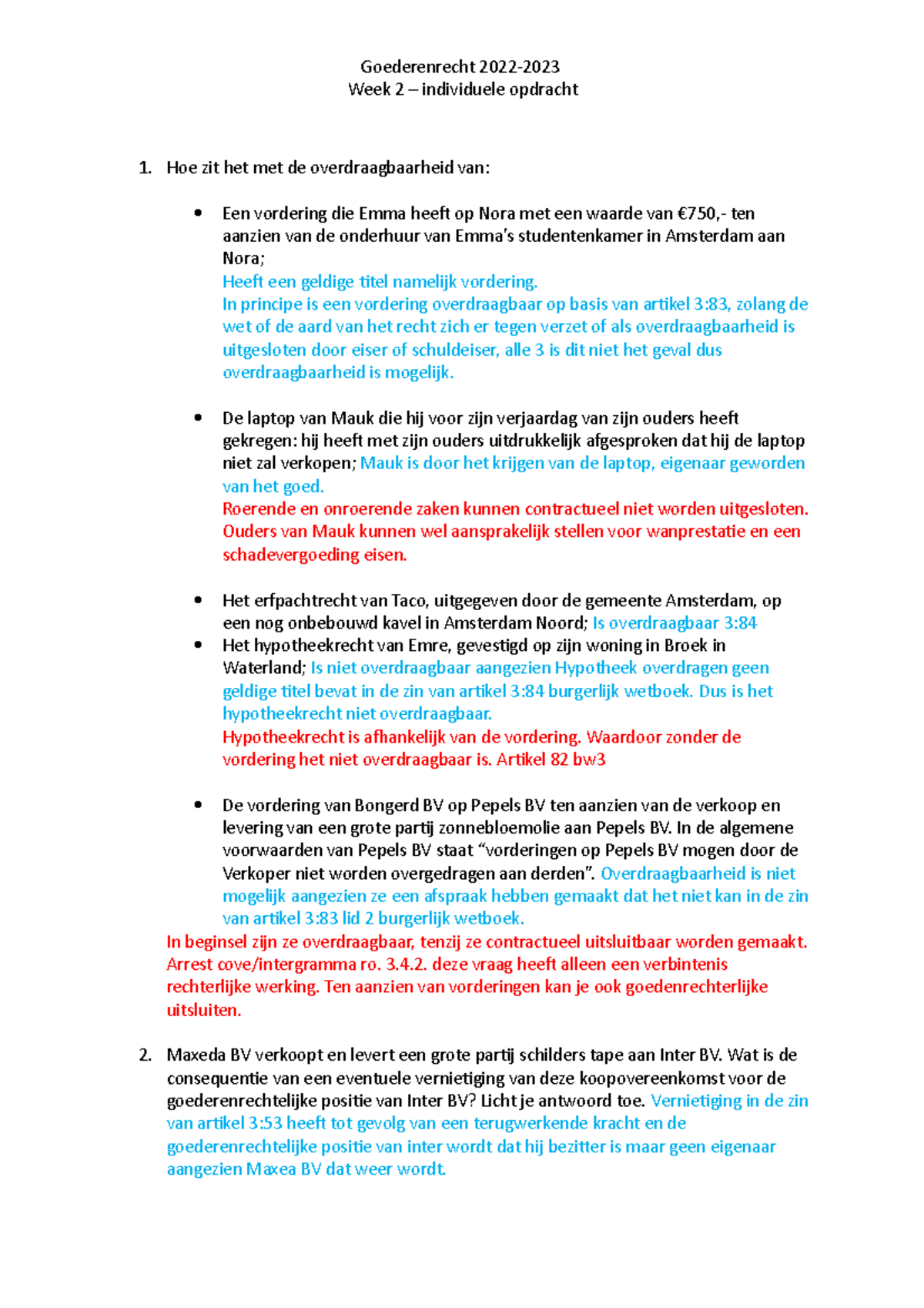 Werkgroep 2 Goederenrecht - Goederenrecht 2022- Week 2 – Individuele ...