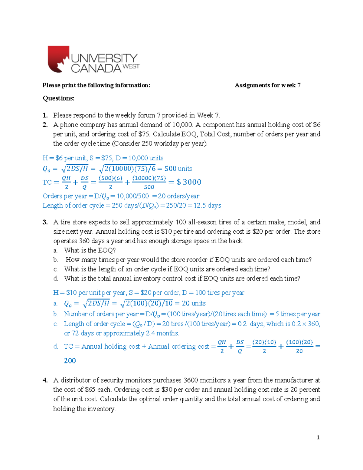 Assignments For Week 7 - Studocu