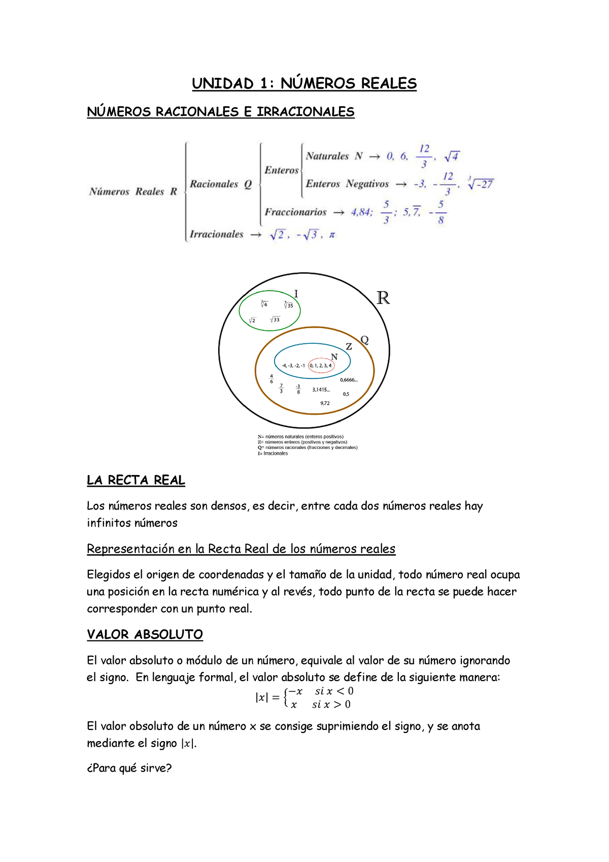 Unidad 1- Números Reales - UNIDAD 1: N⁄MEROS REALES N⁄MEROS RACIONALES ...