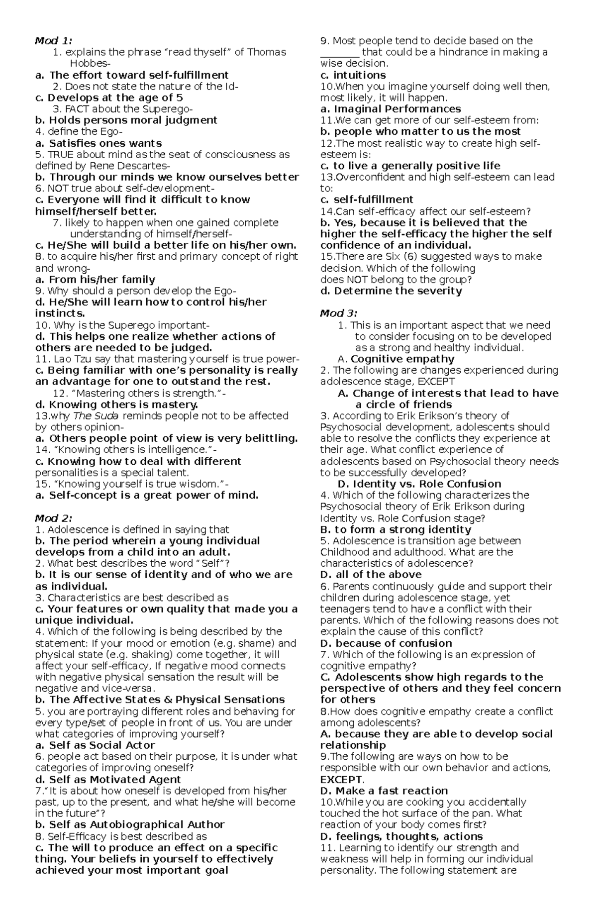 Perdev summative weeks 14 Mod 1 1. explains the phrase “read