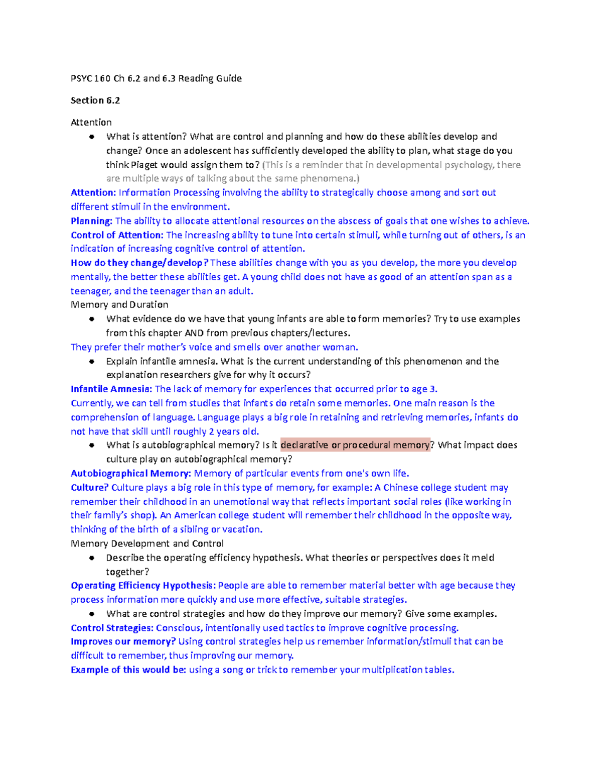 PSYC 160 Ch 6.2 and 6.3 Reading Guide - PSYC 160 Ch 6 and 6 Reading ...
