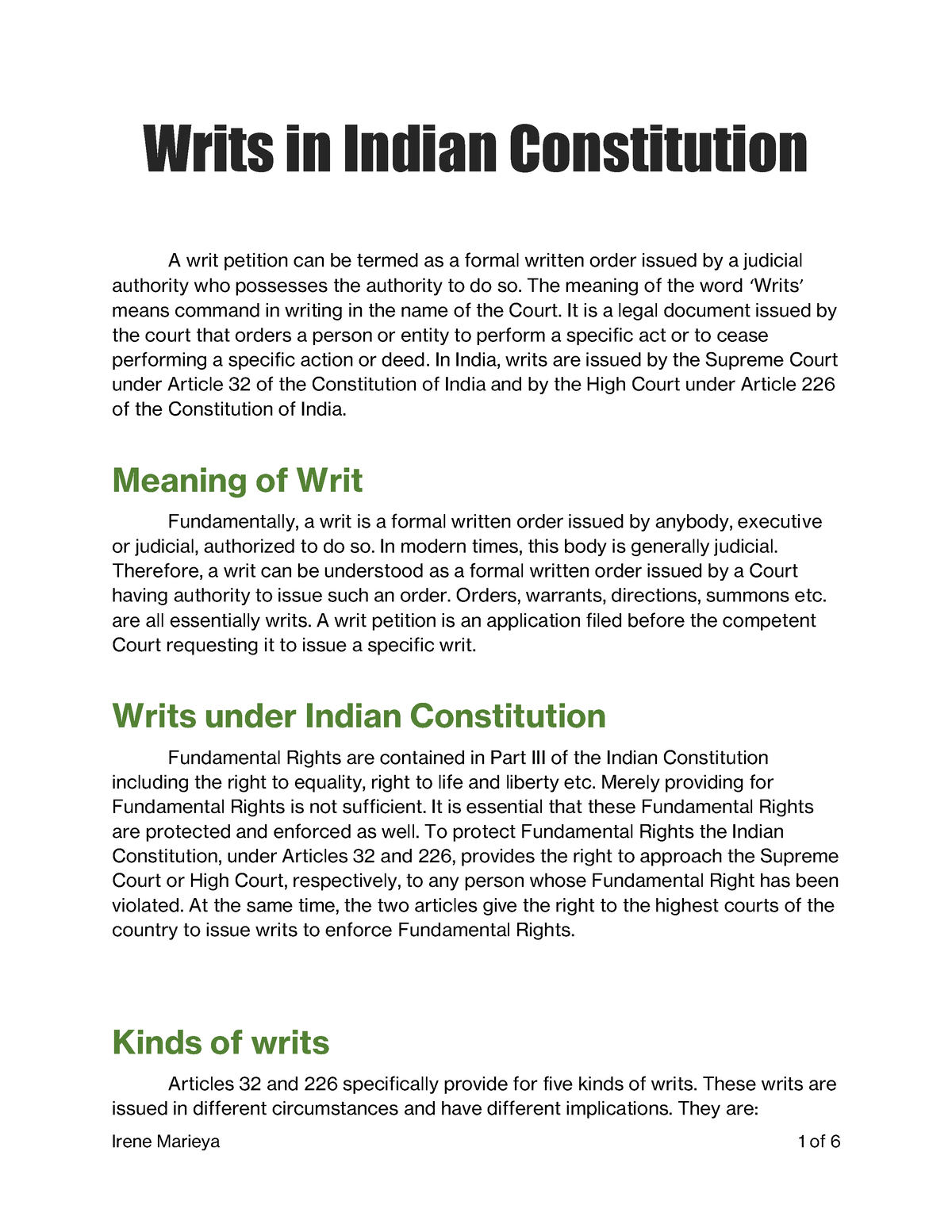 Writs In Indian Constitution - The Meaning Of The Word ‘Writs’ Means ...