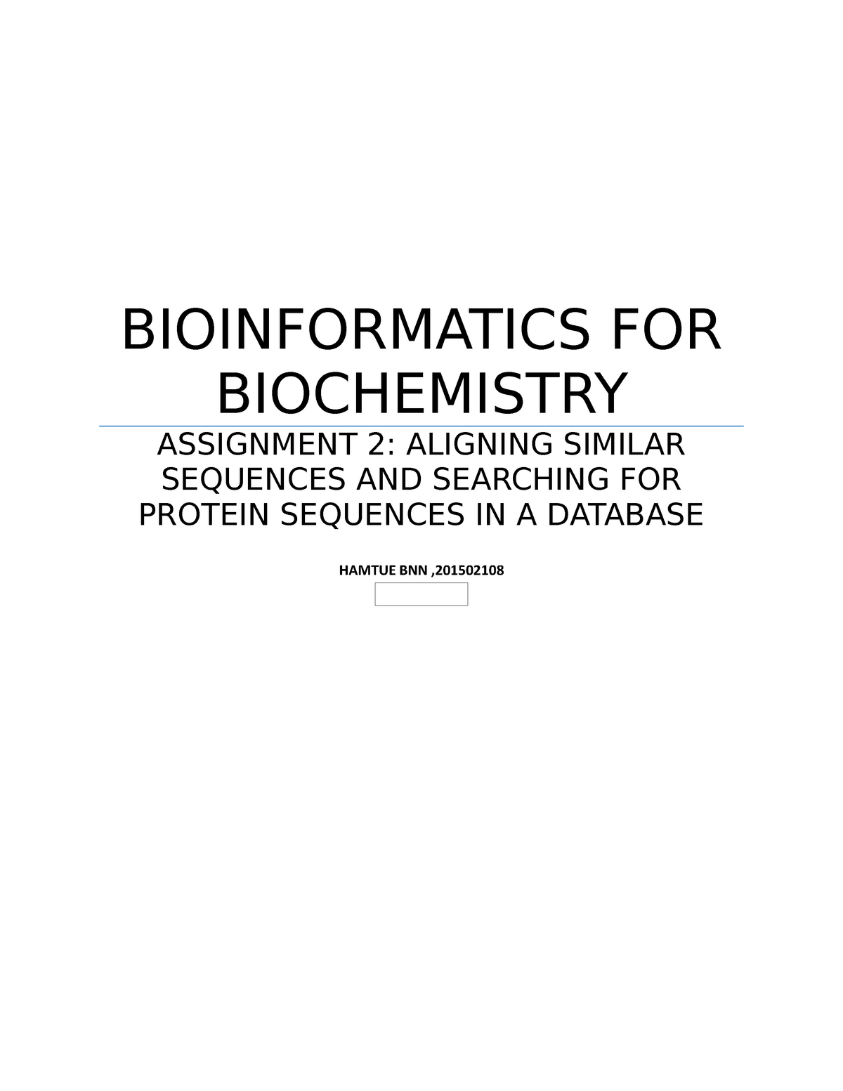 assignment on bioinformatics