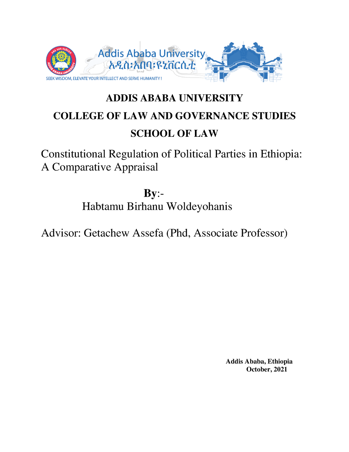 thesis done in addis ababa university
