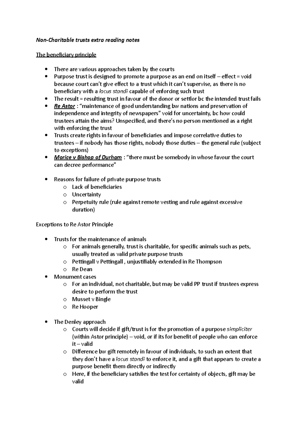 Non charitable trusts extra reading notes - Non-Charitable trusts extra ...