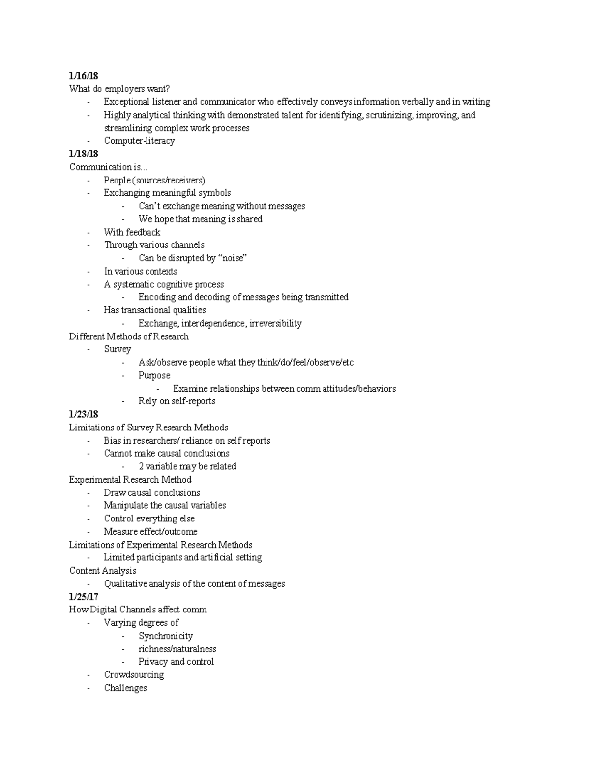 COMM1 Lecture Notes - Mullin - 1/16/ What do employers want ...