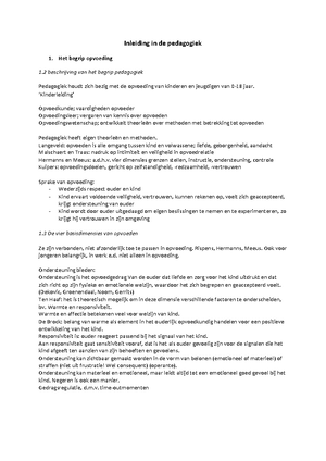 Basisbegrippen Van Pedagogiek Samenvatting - Pedagogiek 1. Inleiding Je ...