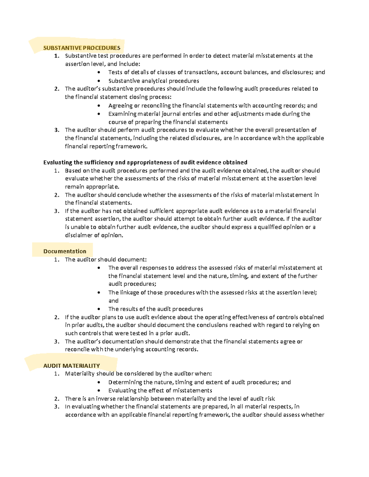 AUDT103 Module 3 Substantive Tests copy - SUBSTANTIVE PROCEDURES ...