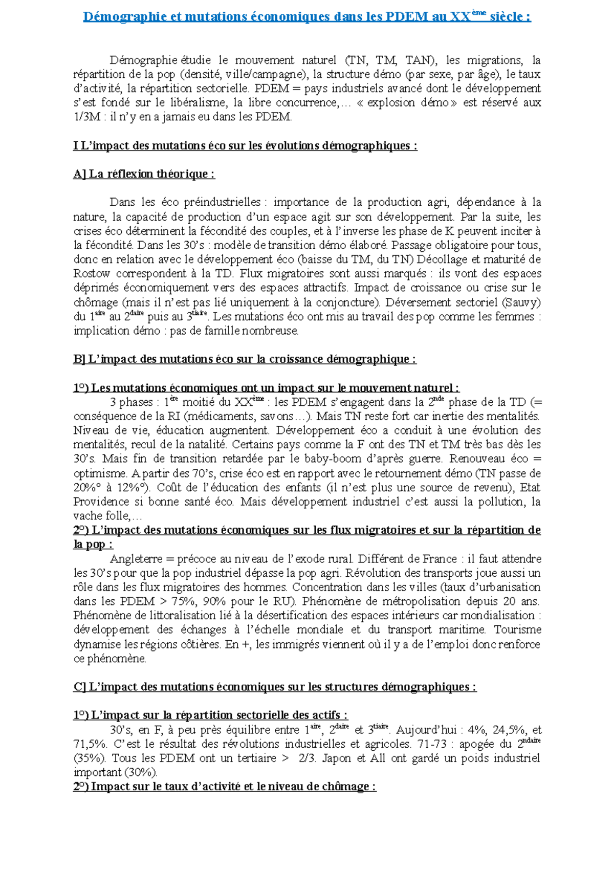 Demographie et mutations eco - Démographie et mutations économiques ...