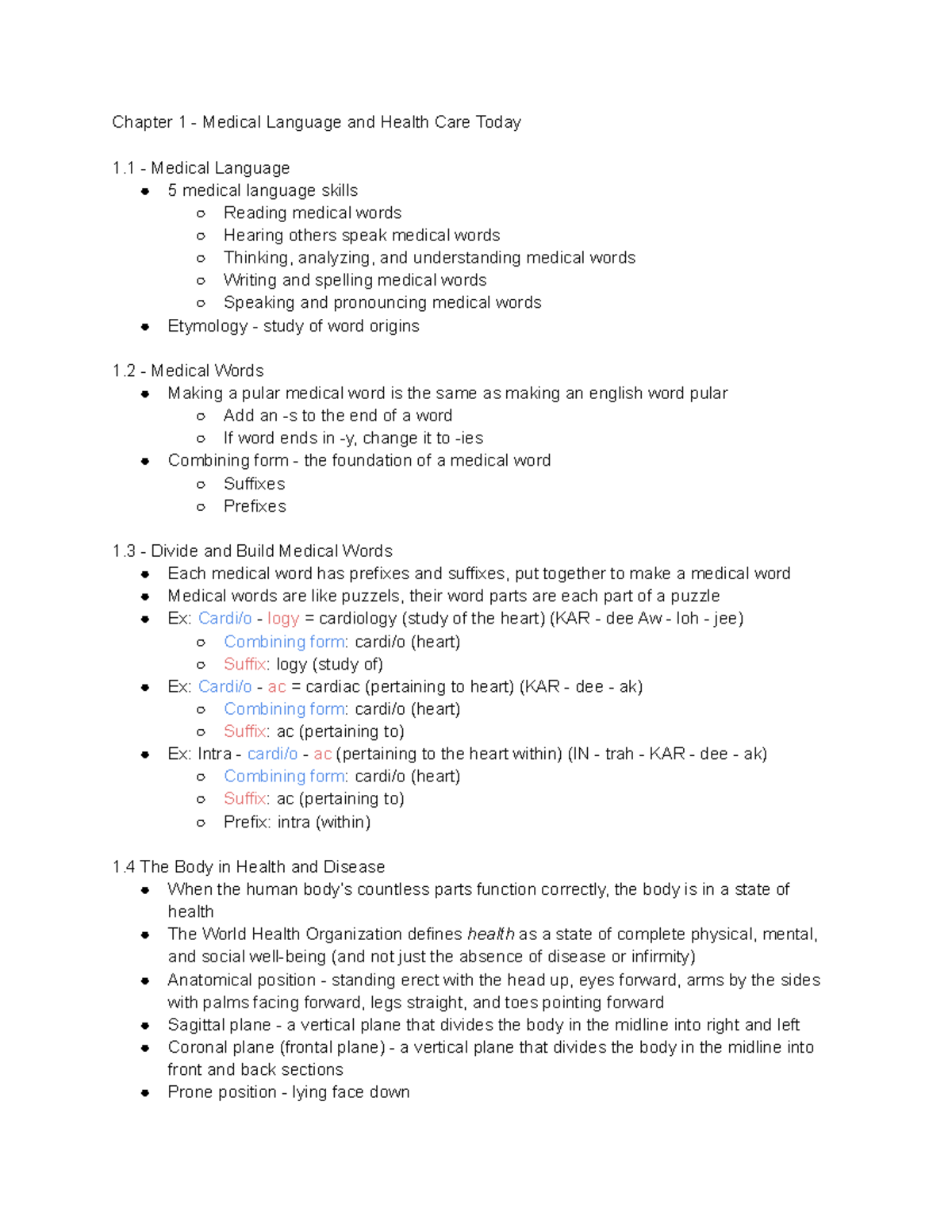 MP 111 Week 1 Medical Language and Health Care Today Chapter 1