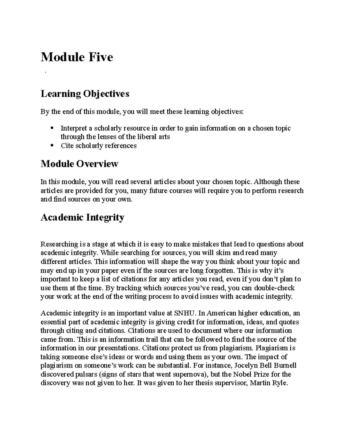 Module 5 objective - Module Five Learning Objectives By the end of this ...