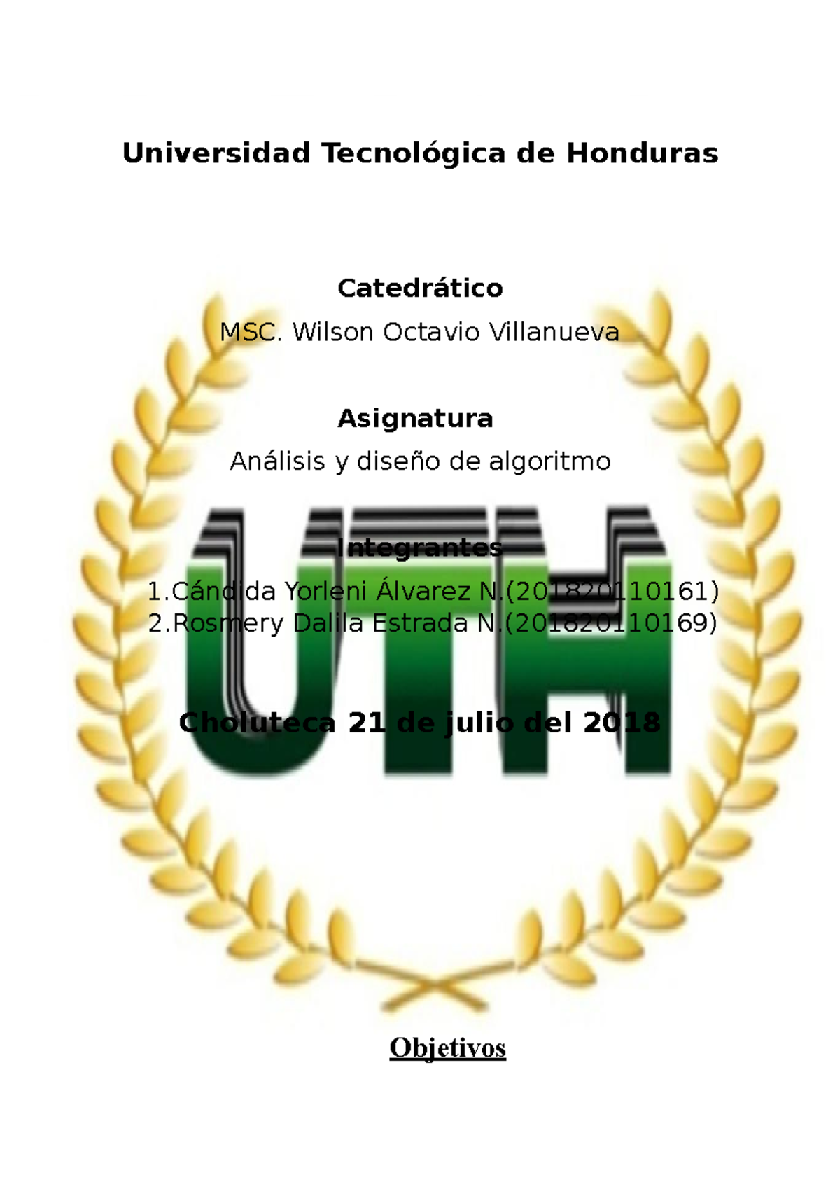 Universidad Tecnológica de Honduras Universidad Tecnológica de