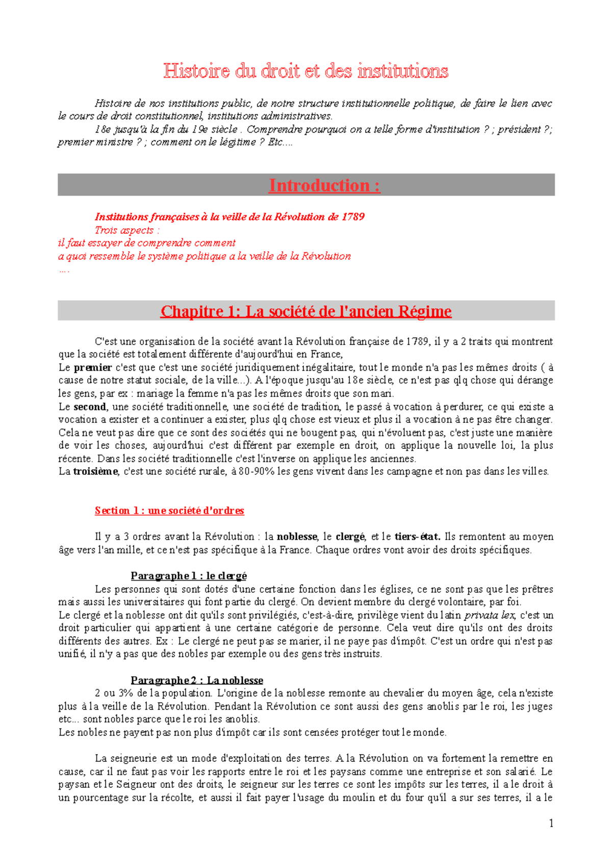 Histoire Des Institutions L1 Droit Fiches Pdf Histoire du droit et des institutions - Histoire du droit et des institutions  Histoire de nos - Studocu