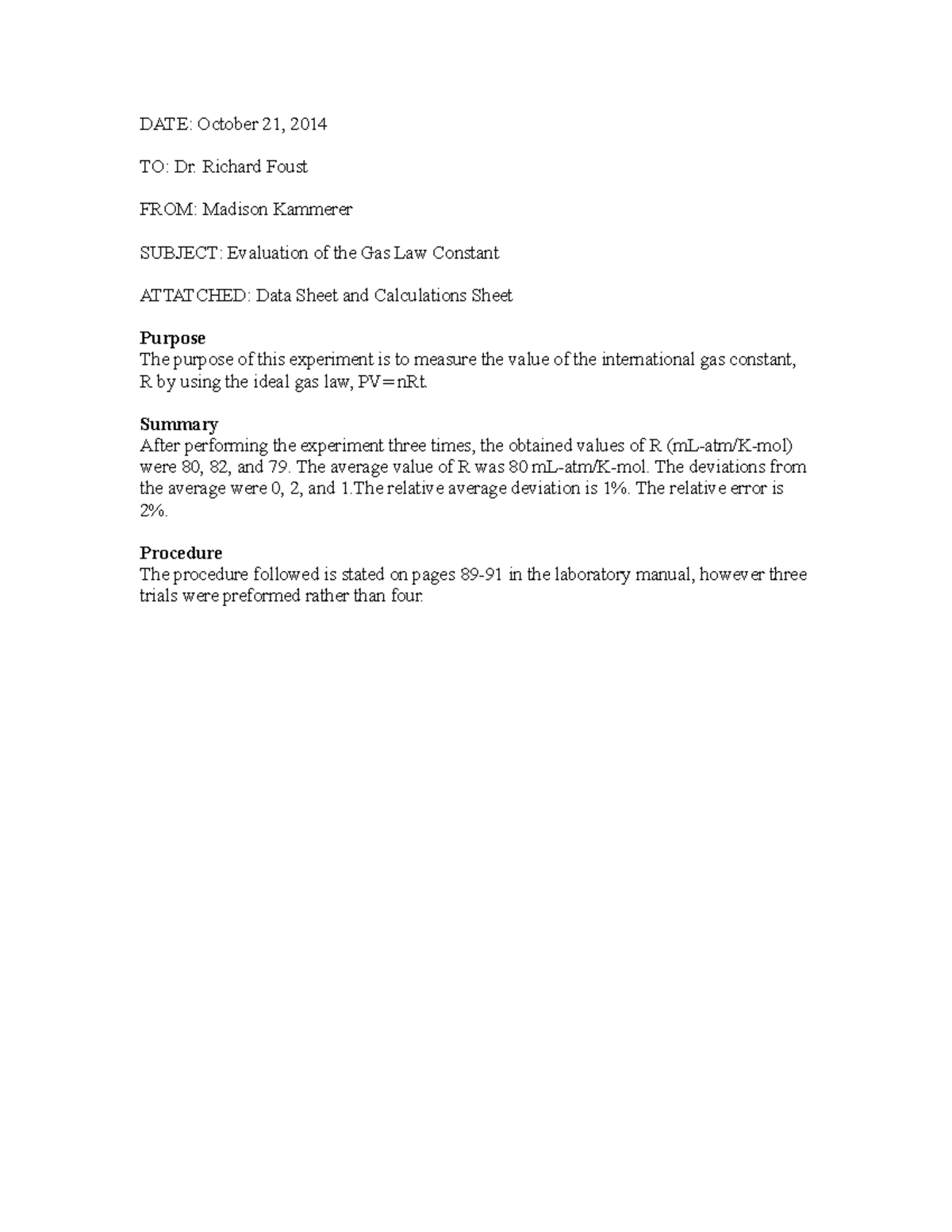How To Calculate Value Of Gas Law Constant