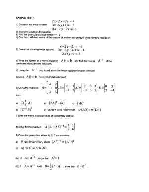 Solutions to test 2 - linear algebra - 201-NYC-05 - Studocu