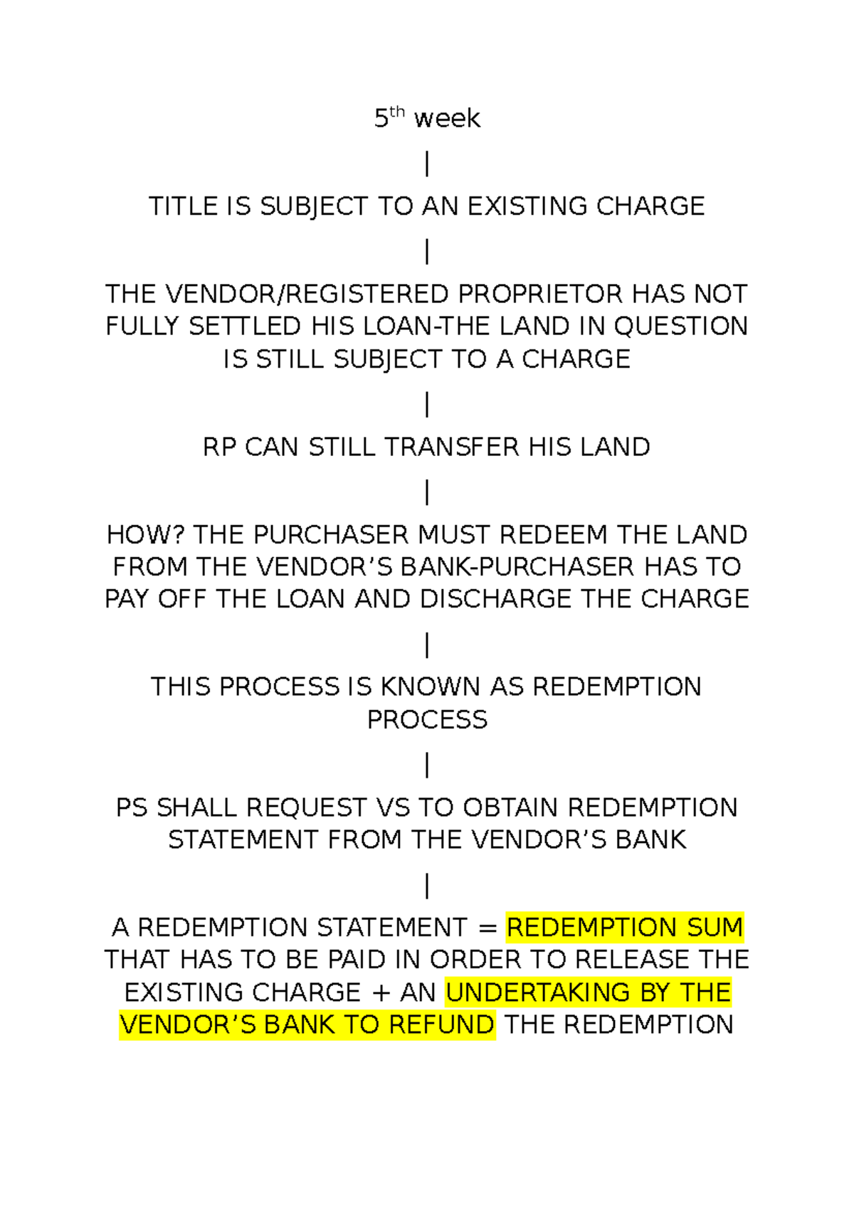 Summary LAW 5125th week Redemption Process 5 th week TITLE IS