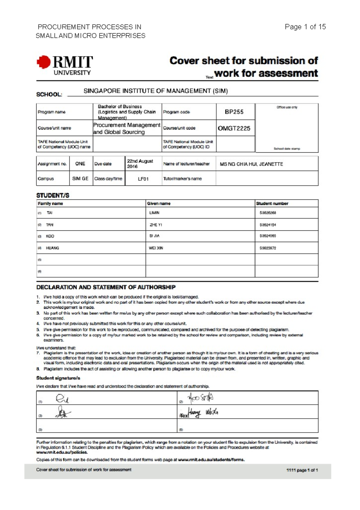 ASSIGNMENT 1 - PROCUREMENT - SMALL AND MICRO ENTERPRISES SMALL AND ...