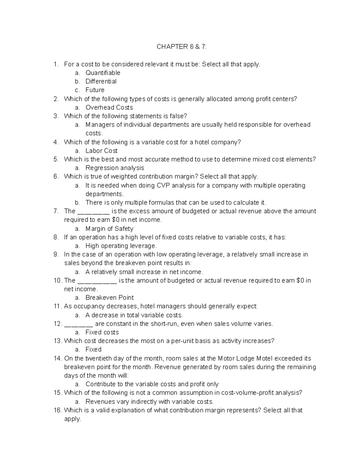 HMD 340- EXAM 2 - Exam 2- (Chapter Quiz Questions And Study Guide ...