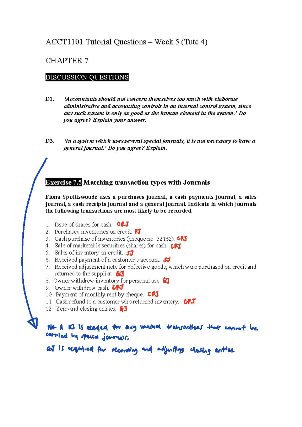 ACCT1101-Week 5 Questions And Answers - ACCT1101 Tutorial Questions ...