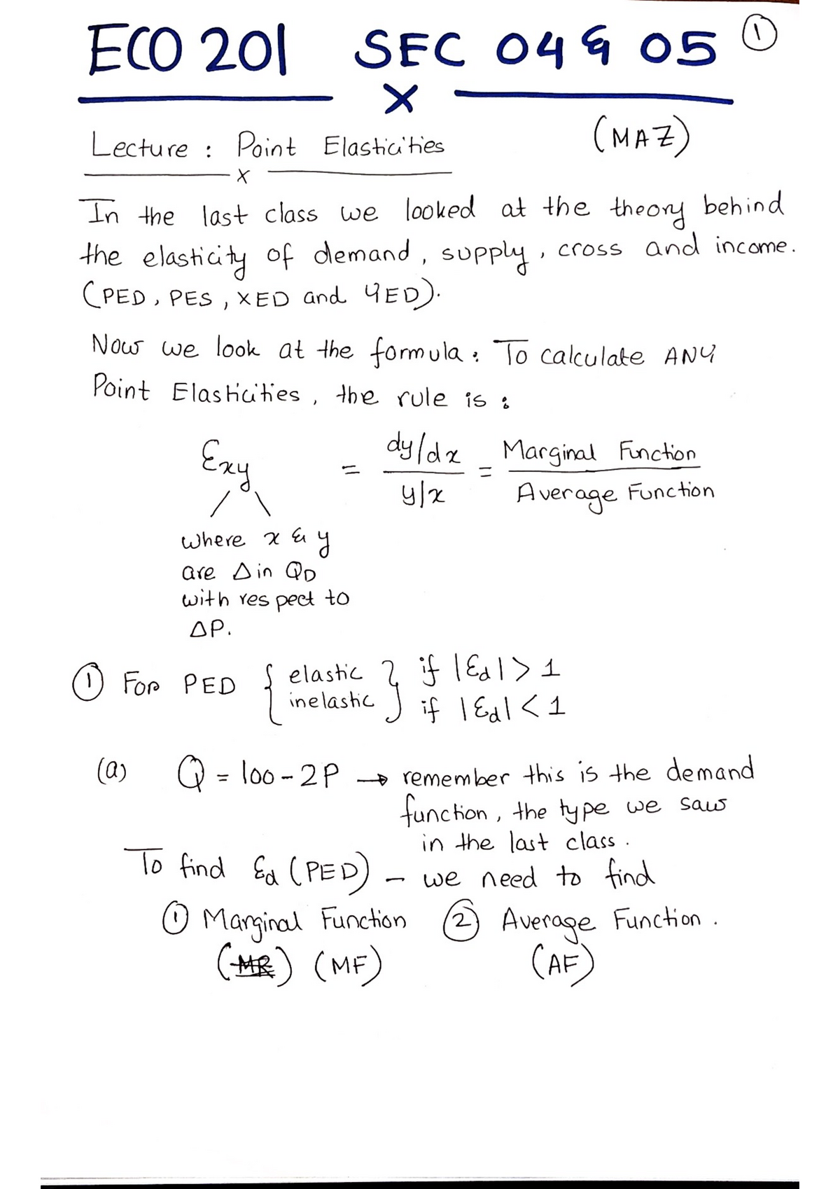 Chapter 8 Point Elasticity - Introduction To Microeconomics - Studocu