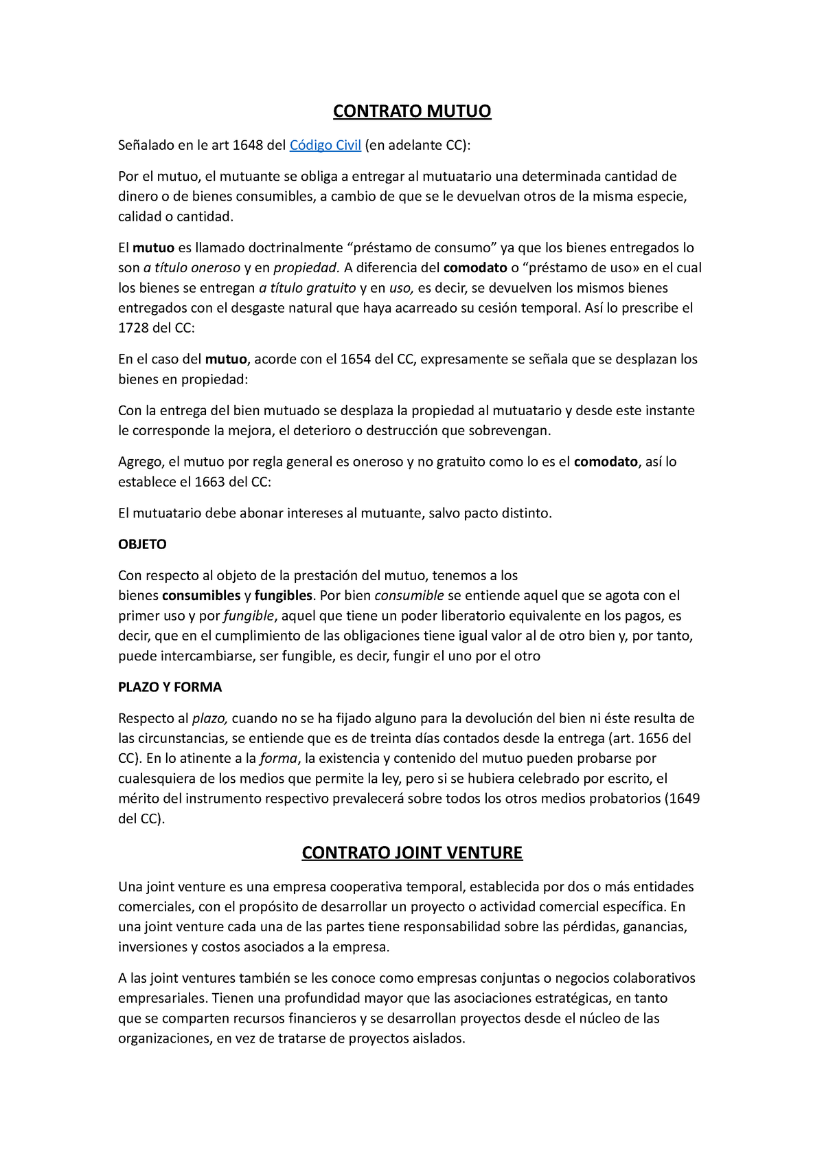 Contrato Mutuo - La Mejor Informacion Y Resumida - CONTRATO MUTUO ...