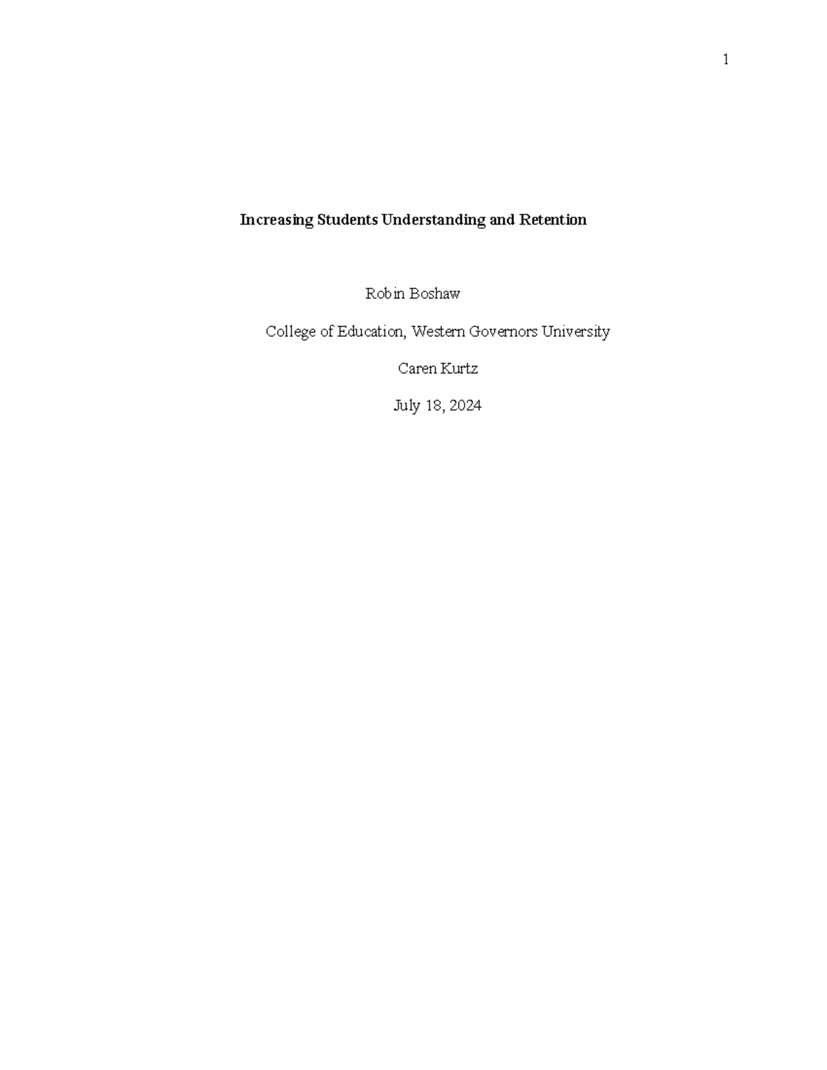 Task 3 Increasing Students Understanding - Increasing Students ...