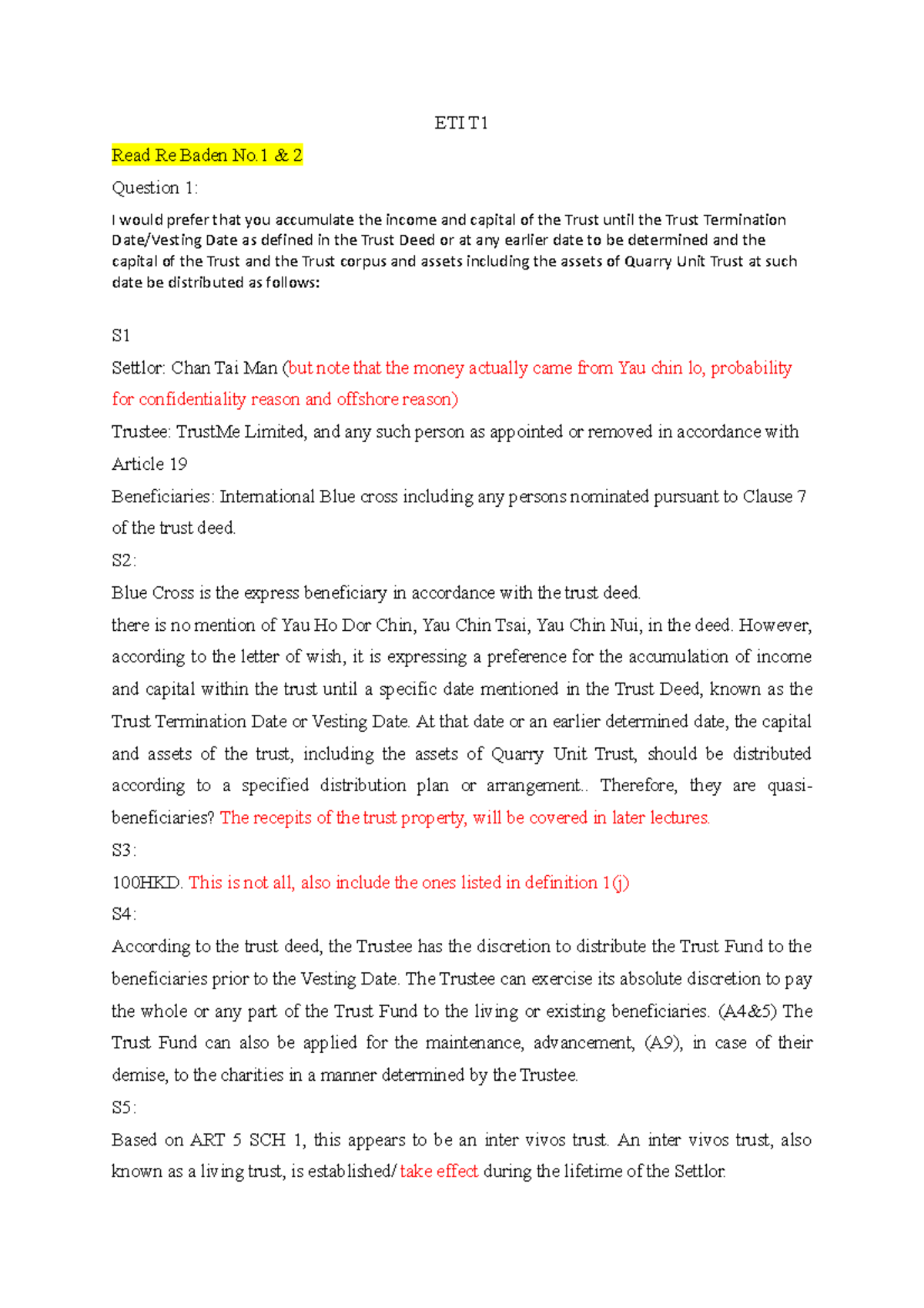 ETI T1 - idk - ETI T Read Re Baden No & 2 Question 1: I would prefer ...