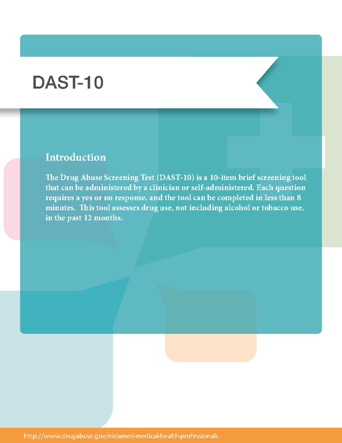 DAST 10 drug abuse screening test - drugabuse/nidamed-medical-health ...