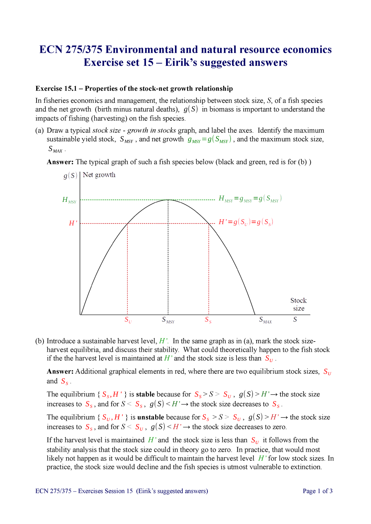 Exercise-15-answer - Oppgave - ECN 275/375 Environmental And Natural ...