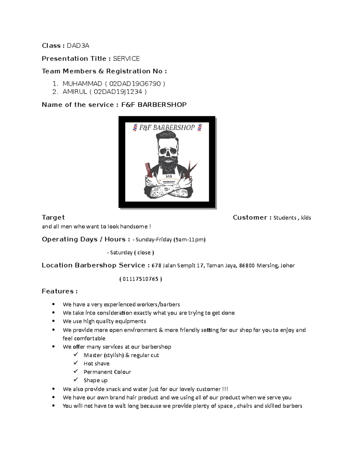 Assignment Barber Shop - Course Name - UTM - Studocu