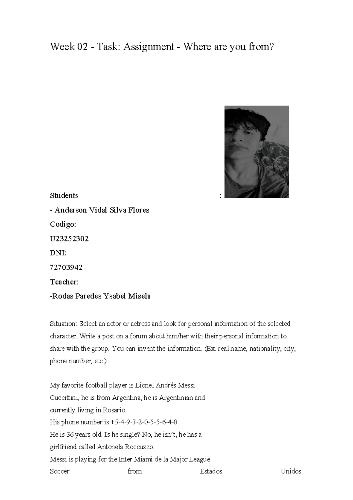 Week 02 Task Assignment Where are you from - Week 02 - Task: Assignment ...