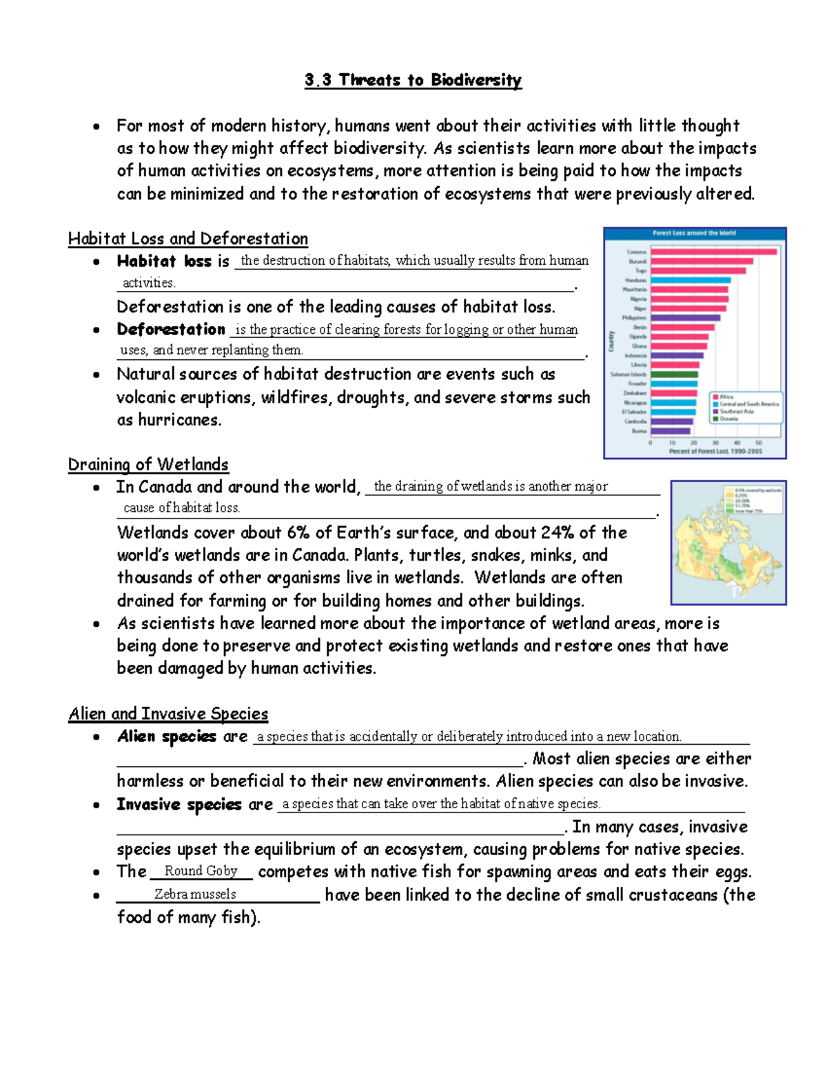 Kami Export - Notes 3.3 Handout - 3 Threats to Biodiversity For most of ...