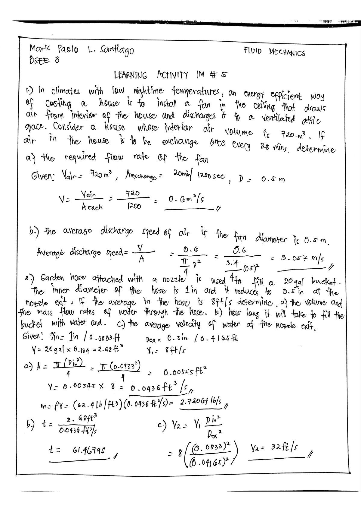 Fluid Mechanics Solved Practice Problems - Studocu