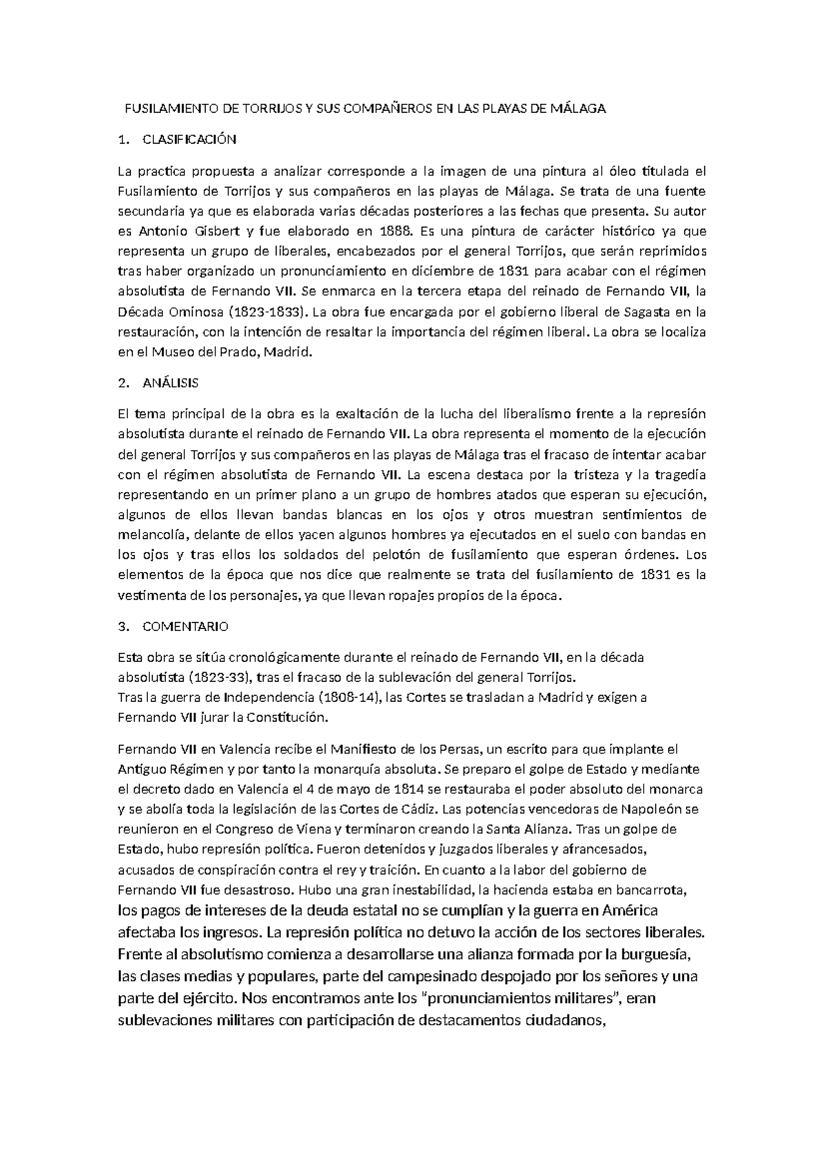 Fusilamiento DE Torrijos Y SUS Compañeros EN LAS Playas DE Málag 1