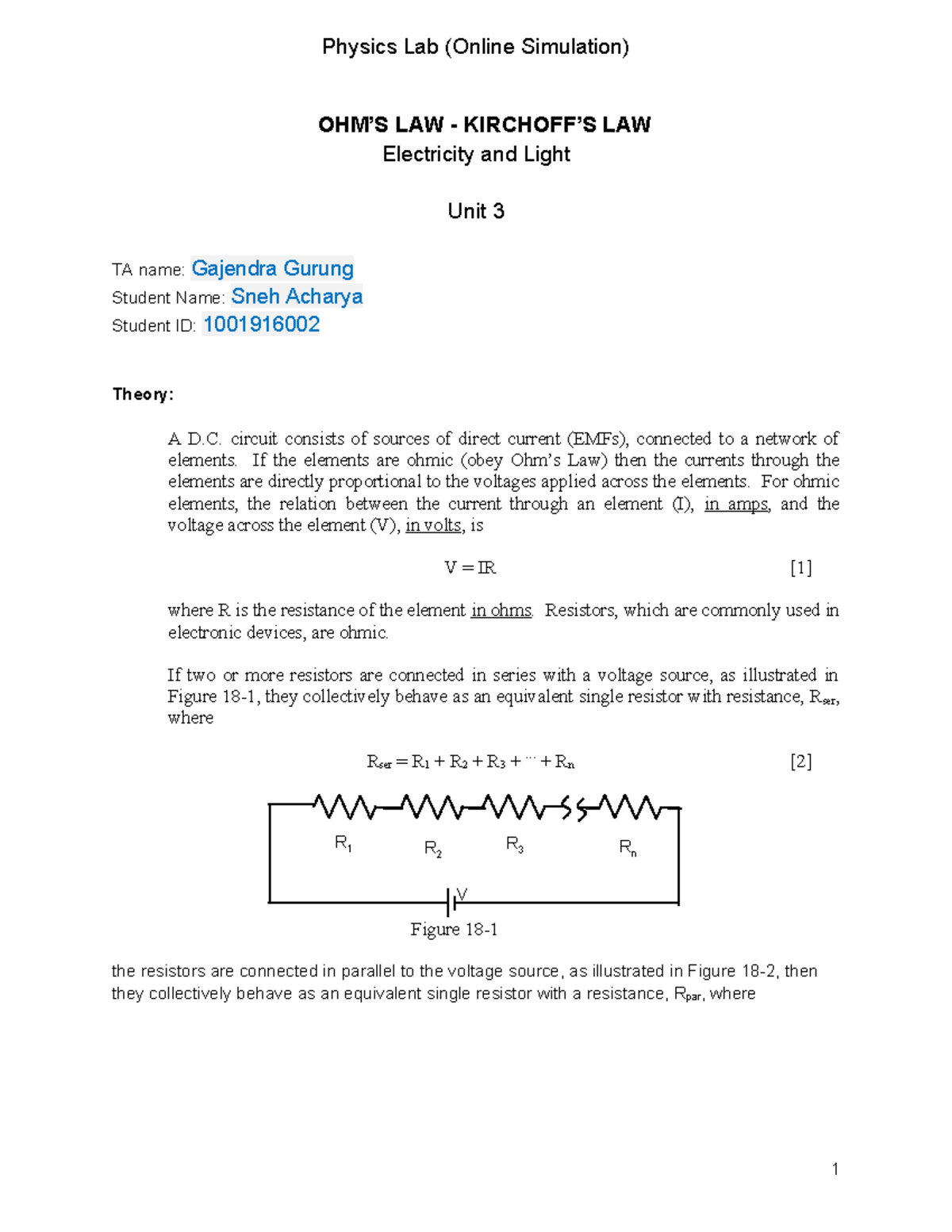Lab 3 Ohm's Law Kirchhoff's Law Online - OHM’S LAW - KIRCHOFF’S LAW ...