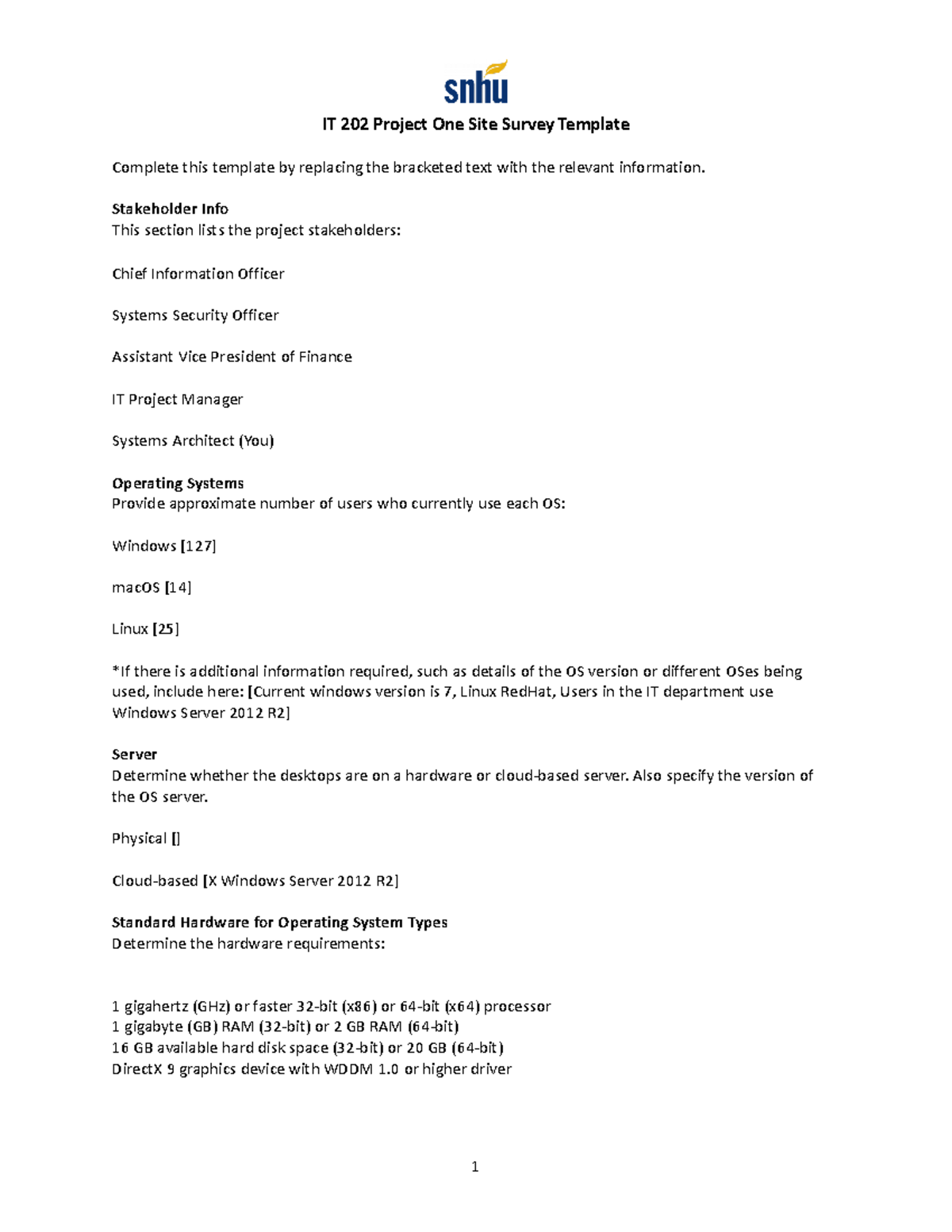 4-4 Project One Site Survey - IT 202 Project One Site Survey Template ...