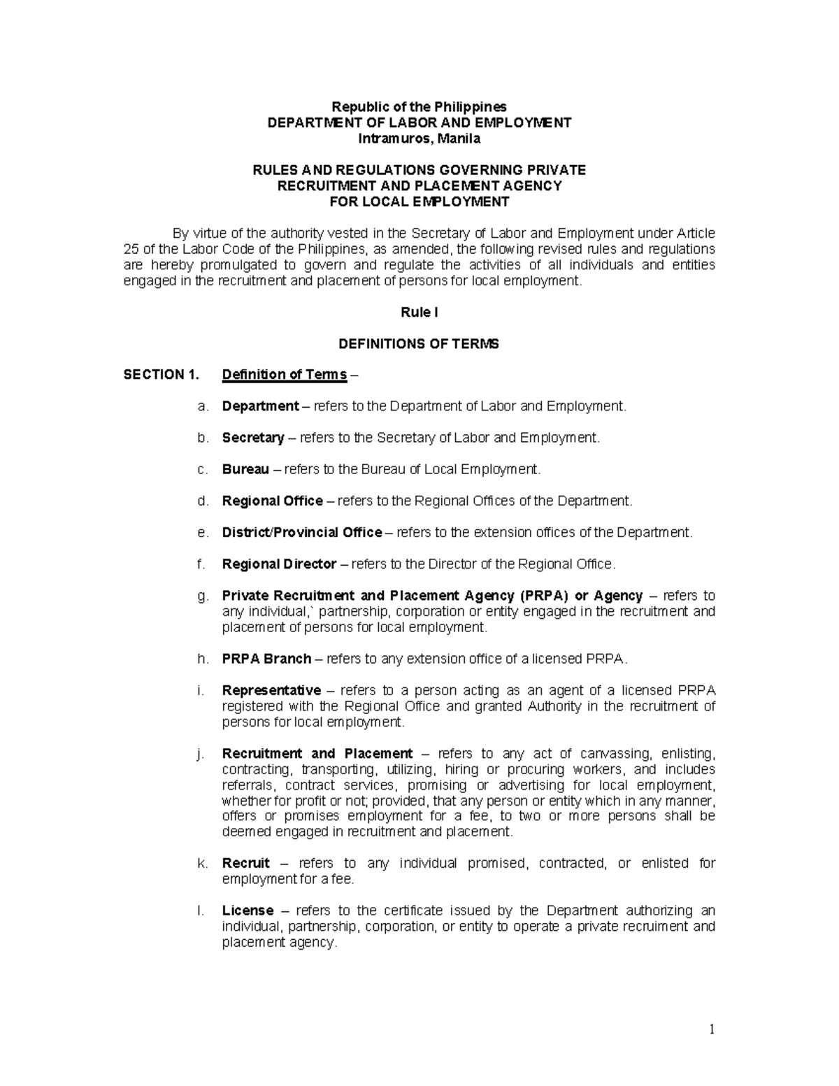 PRPA Guidelines - Republic of the Philippines DEPARTMENT OF LABOR AND ...