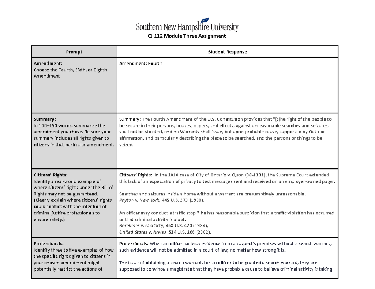 CJ 112 Module Three Assignment - CJ 112 Module Three Assignment Prompt ...