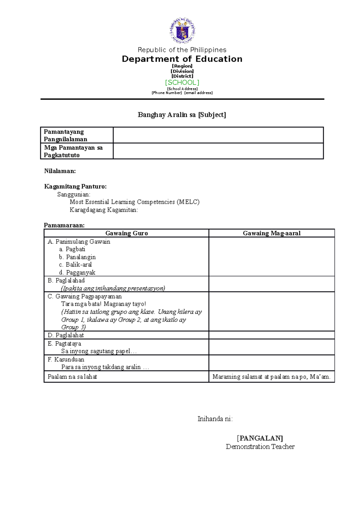 (Subject) DEMO - (Topic Title) DEMO Template - Republic of the ...