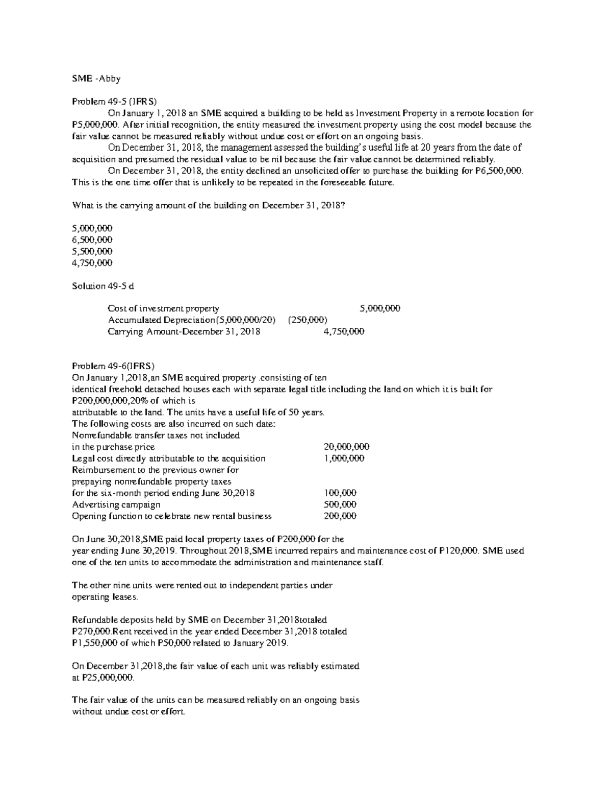 Investment property After initial recognition, the entity measured