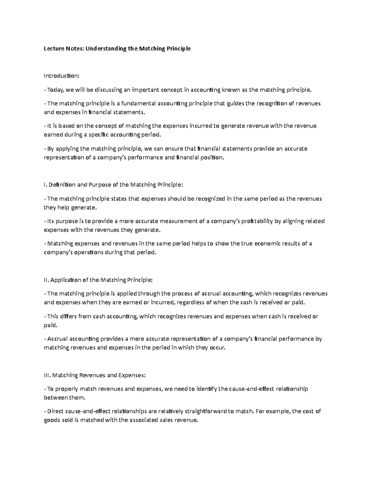 Lecture Notes: Understanding the Matching Principle - Lecture Notes ...