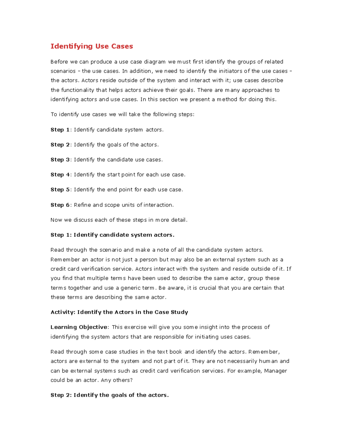Steps to Identifying Use Cases - Identifying Use Cases Before we can ...