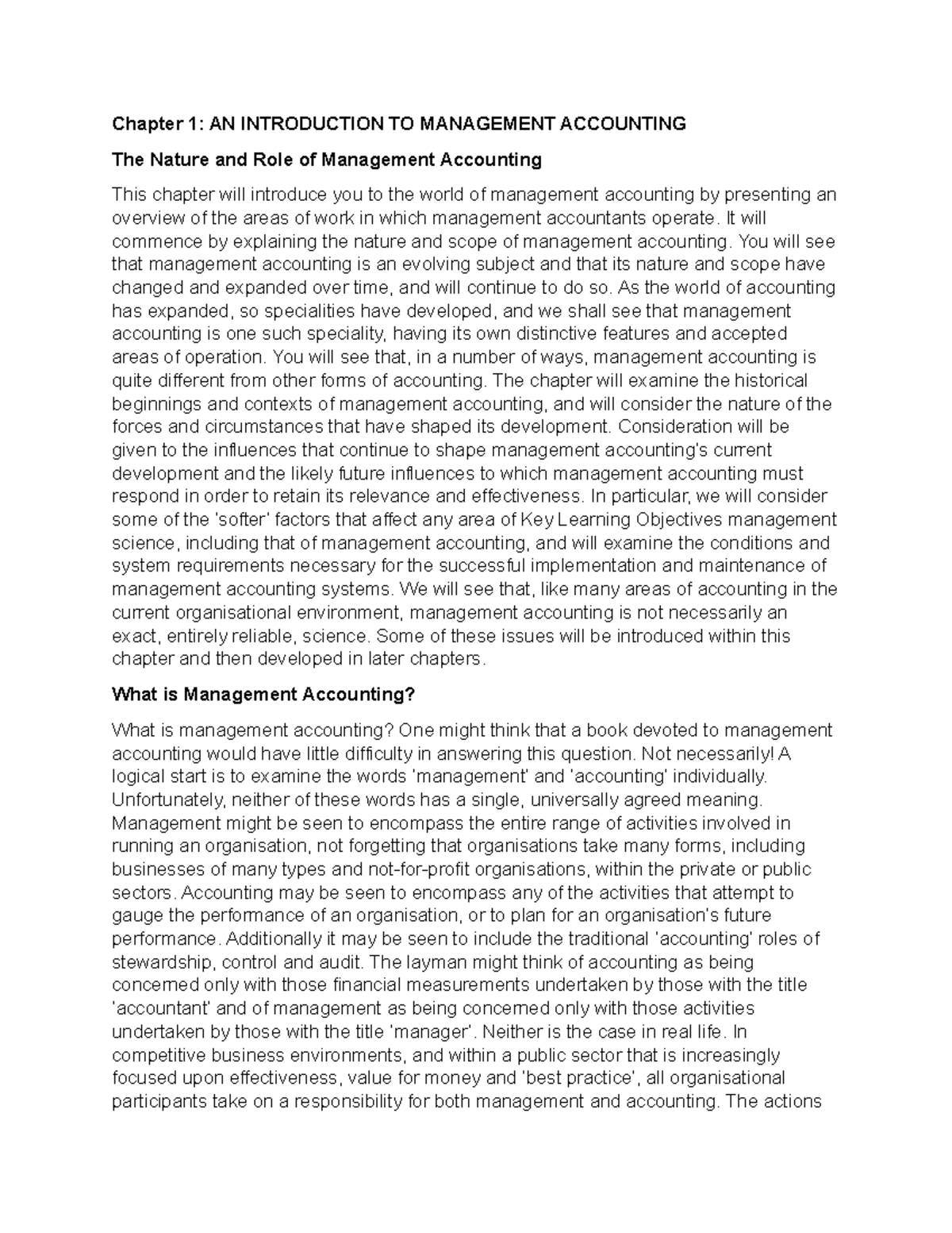 MODULE 1- AN Introduction TO Management Accounting - Chapter 1: AN ...